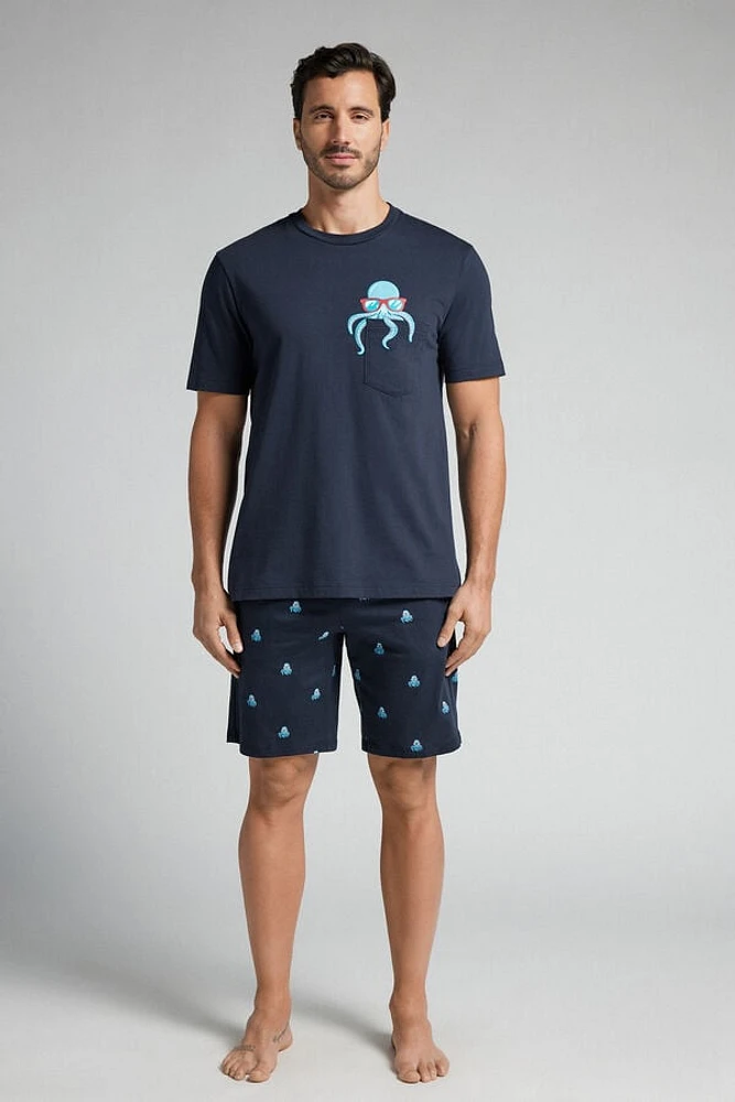 Octopus Print Short Cotton Pajamas