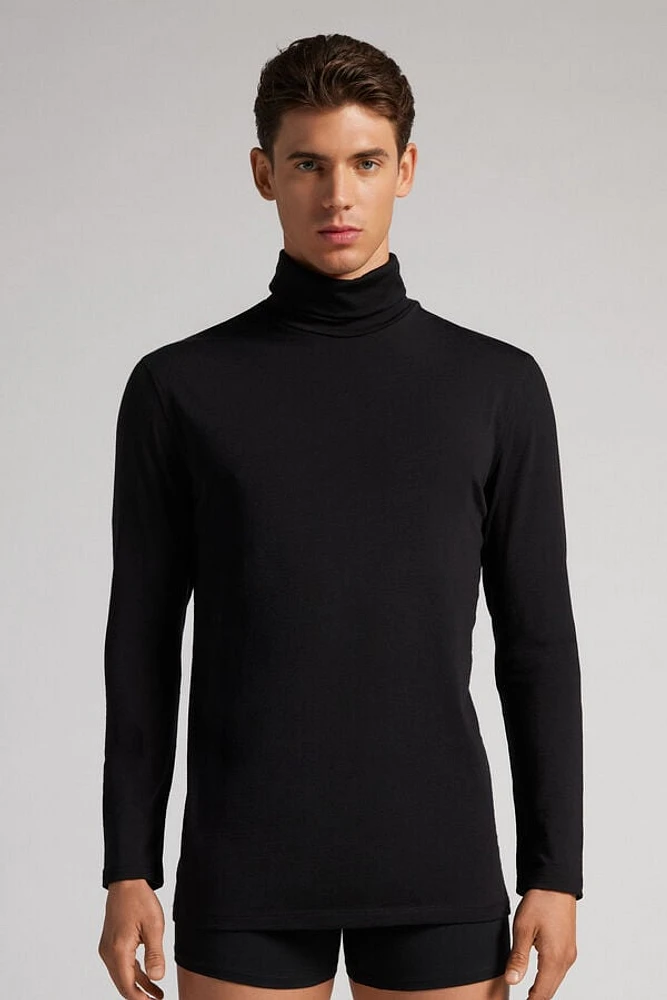 Long-sleeve High-Neck Merino-Wool Top