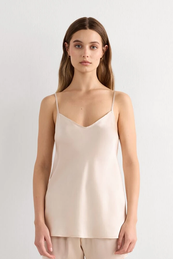 Silk Satin Top with V-neckline