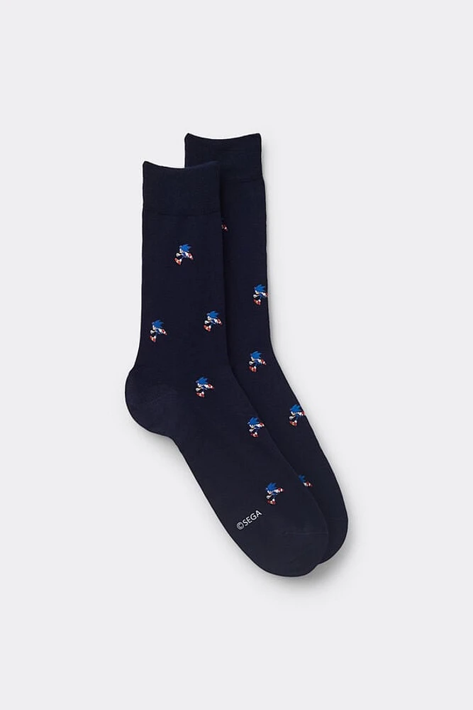 Sonic Print Cotton Crew Socks