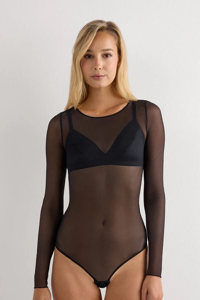 Long Sleeve Bodysuit Tulle