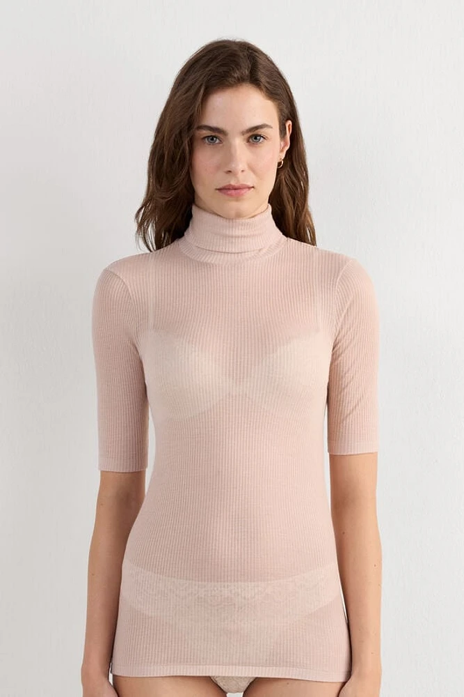 High Collar Top Ultranatural with Cashmere