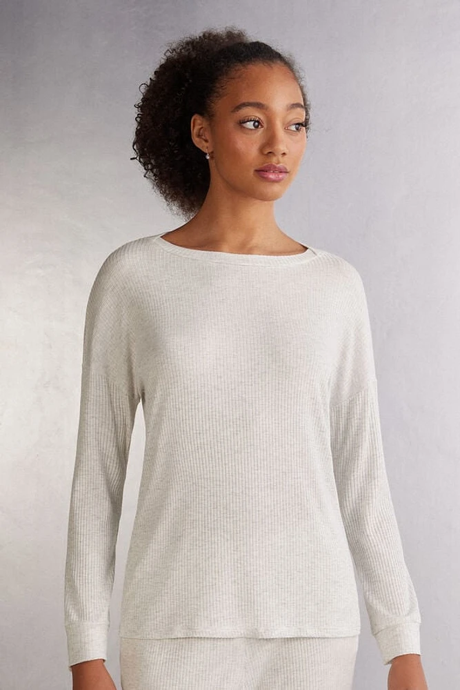 Comfort Chic Bateau Neck Long Sleeve Modal Top