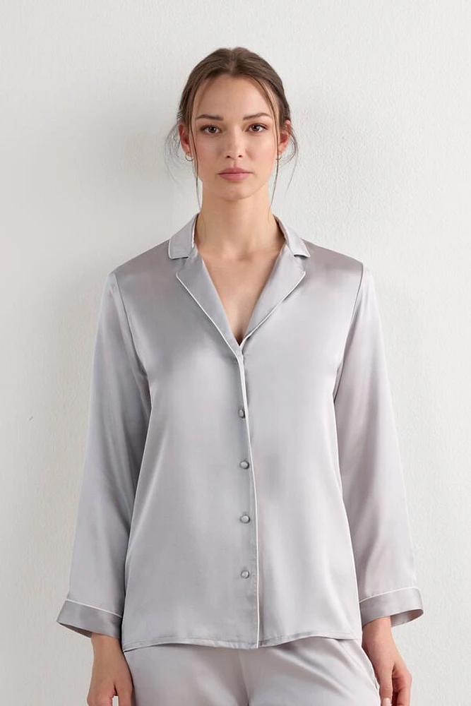 Mannish-Cut Jacket Silk Satin