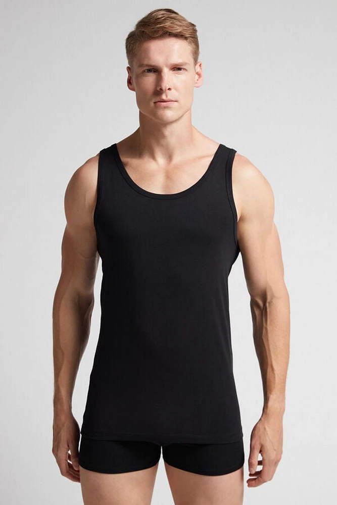 Round Neck Tank Top Stretch Superior Cotton