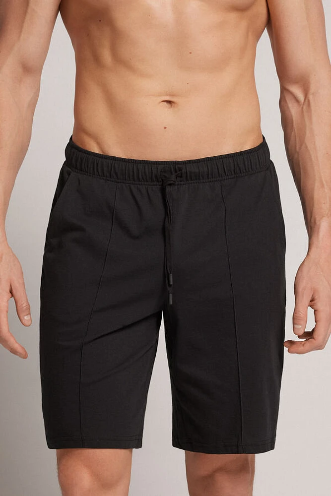 Rib Detail Cotton Shorts