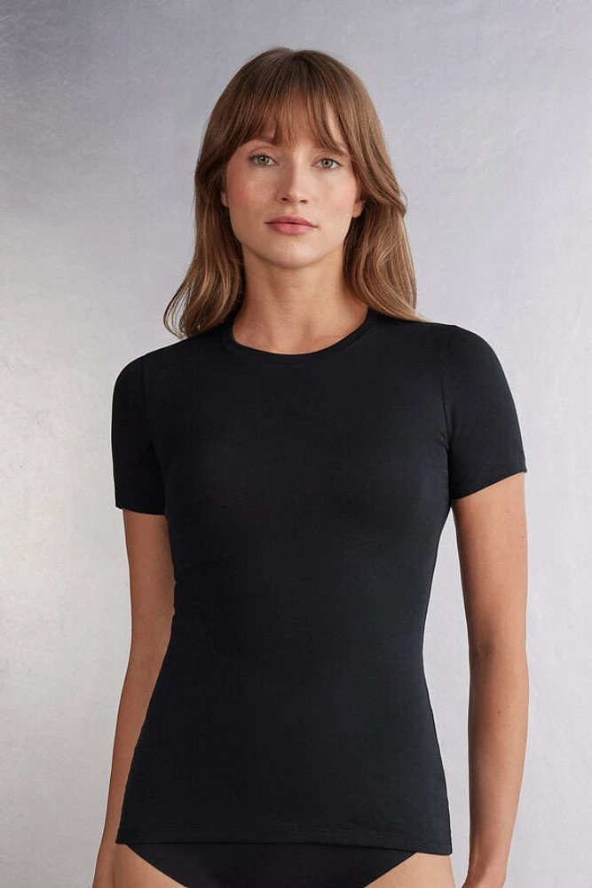Stretch Superior Cotton Short Sleeve Top