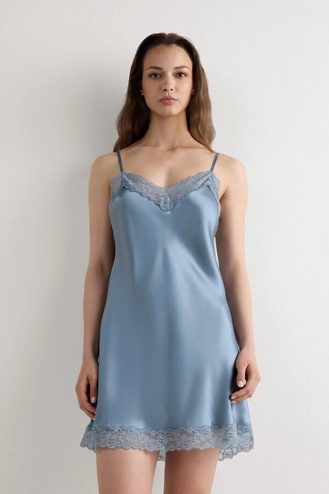 Silk Slip with Lace Insert Detail