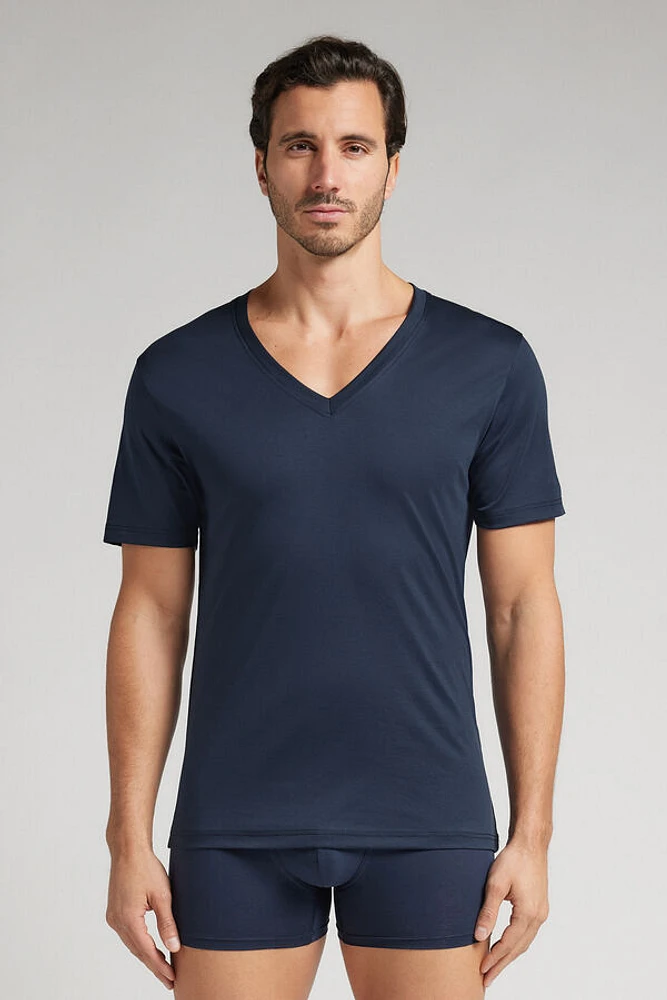 Premium Mercerized Cotton V-Neck T-Shirt