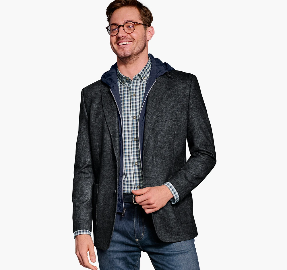 Removable Hooded/Bib Knit Blazer
