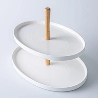 KSP Parisian 2-Tier Oblong Porc. Serv. Dish (White)
