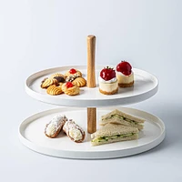KSP Parisian 2-Tier Oblong Porc. Serv. Dish (White)