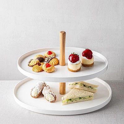 KSP Parisian 2-Tier Oblong Porc. Serv. Dish (White)
