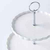 KSP Scalloped 2-Tier Porcelain Serving Dish (White)