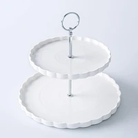 KSP Scalloped 2-Tier Porcelain Serving Dish (White)