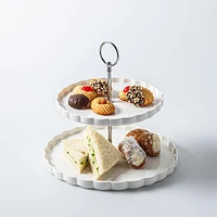 KSP Scalloped 2-Tier Porcelain Serving Dish (White)