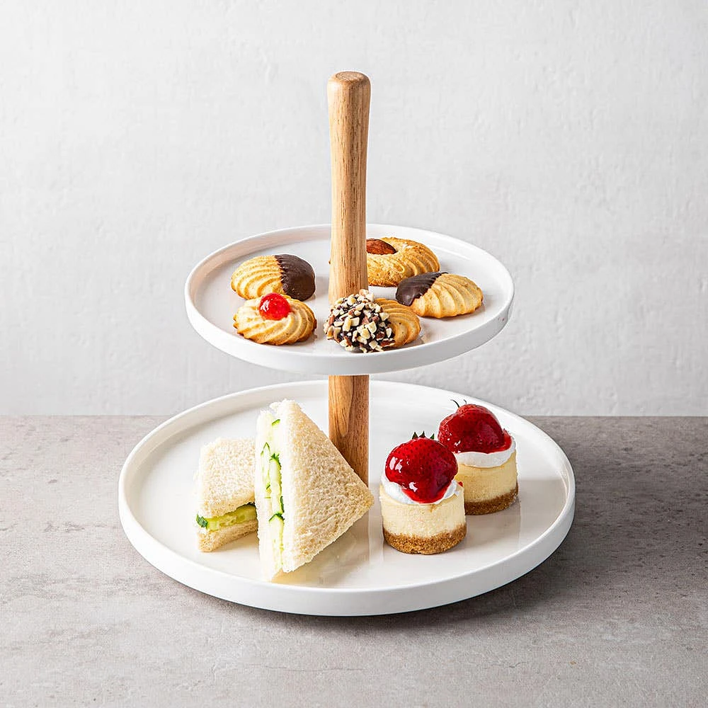 KSP Parisian 2-Tier Porcelain Serving Dish (White)