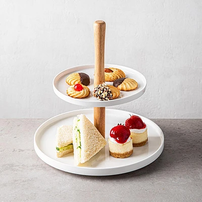KSP Parisian 2-Tier Porcelain Serving Dish (White)