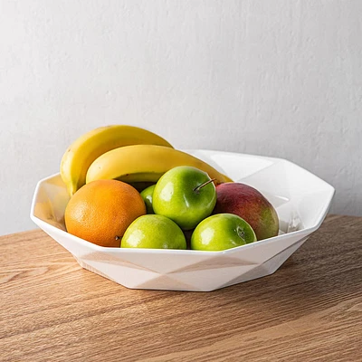KSP Geometric Porcelain Bowl 34cm x 7cm (White)