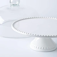 KSP Dessert Cake Plate with Glass Lid (White)
