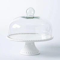 KSP Dessert Cake Plate with Glass Lid (White)