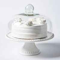 KSP Dessert Cake Plate with Glass Lid (White)