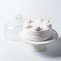 KSP Dessert Cake Plate with Glass Lid (White)