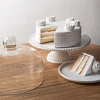 KSP Dessert Cake Plate with Glass Lid (White)