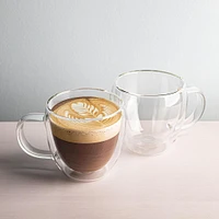 KSP Turin Double Wall Cappuccino Glass with Handle - S/2 360ml (Clear)