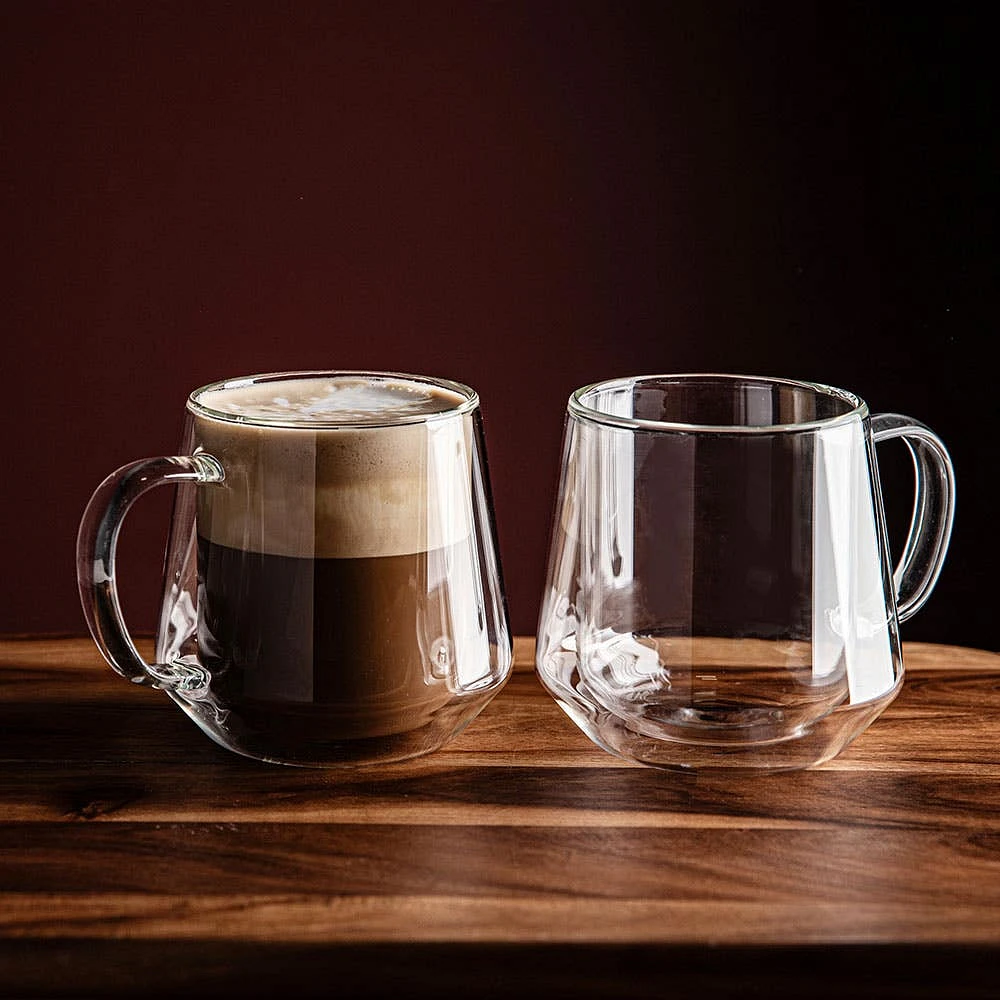 KSP Sienna Double Wall Glass Mug - Set of 2 460ml (Clear)