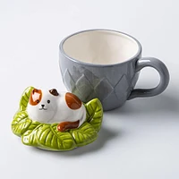 Boston Warehouse Flea Market Shaped 'Cat' Mug with Lid (Multi Colour)