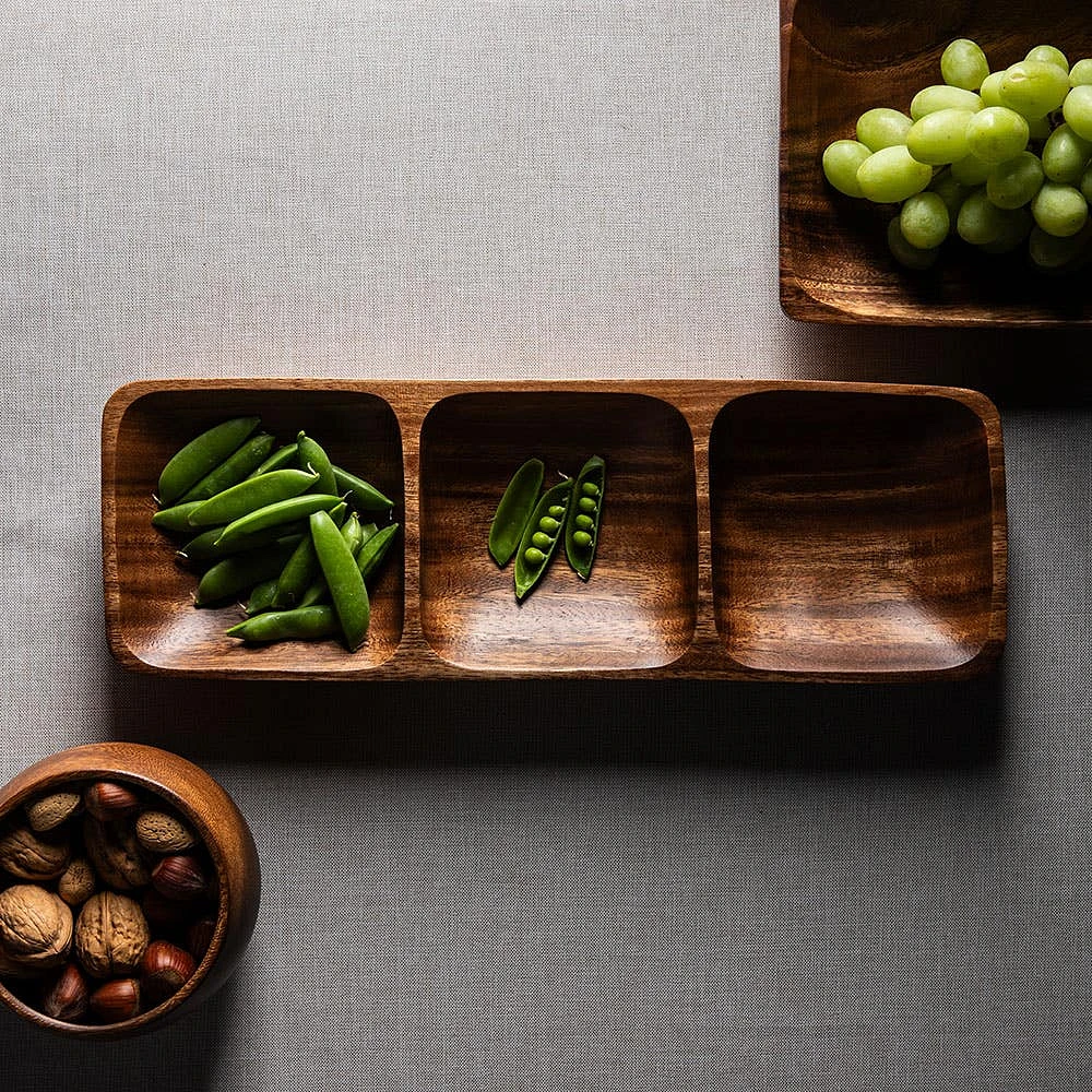 KSP Tala Acacia Wood 3-Section Serving Tray 38 x 13 x 4 cm