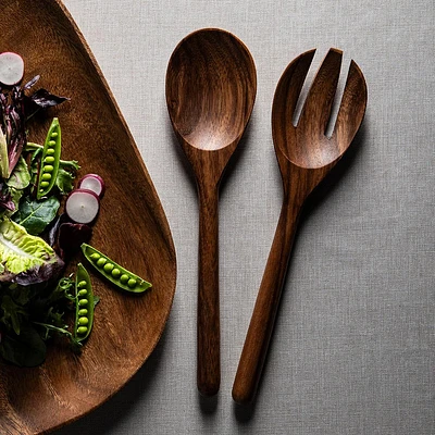 KSP Tala Acacia Wood Salad Servers - Set of 2 30 x 8 x 2.5 cm