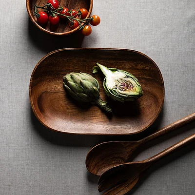 KSP Tala Acacia Wood Oval Serving Tray Small 30 x 20 X 2.5 cm