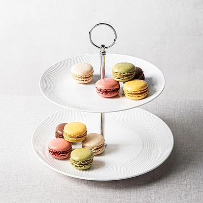 A La Carte 'Diamond Coupe' 2-Tier Porcelain Serving Dish (White)