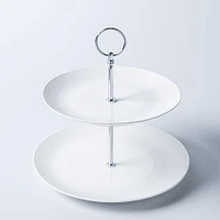 A La Carte 'Diamond Coupe' 2-Tier Porcelain Serving Dish (White)