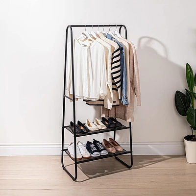 KSP Noir Garment Rack with 2 Shelves (Black)