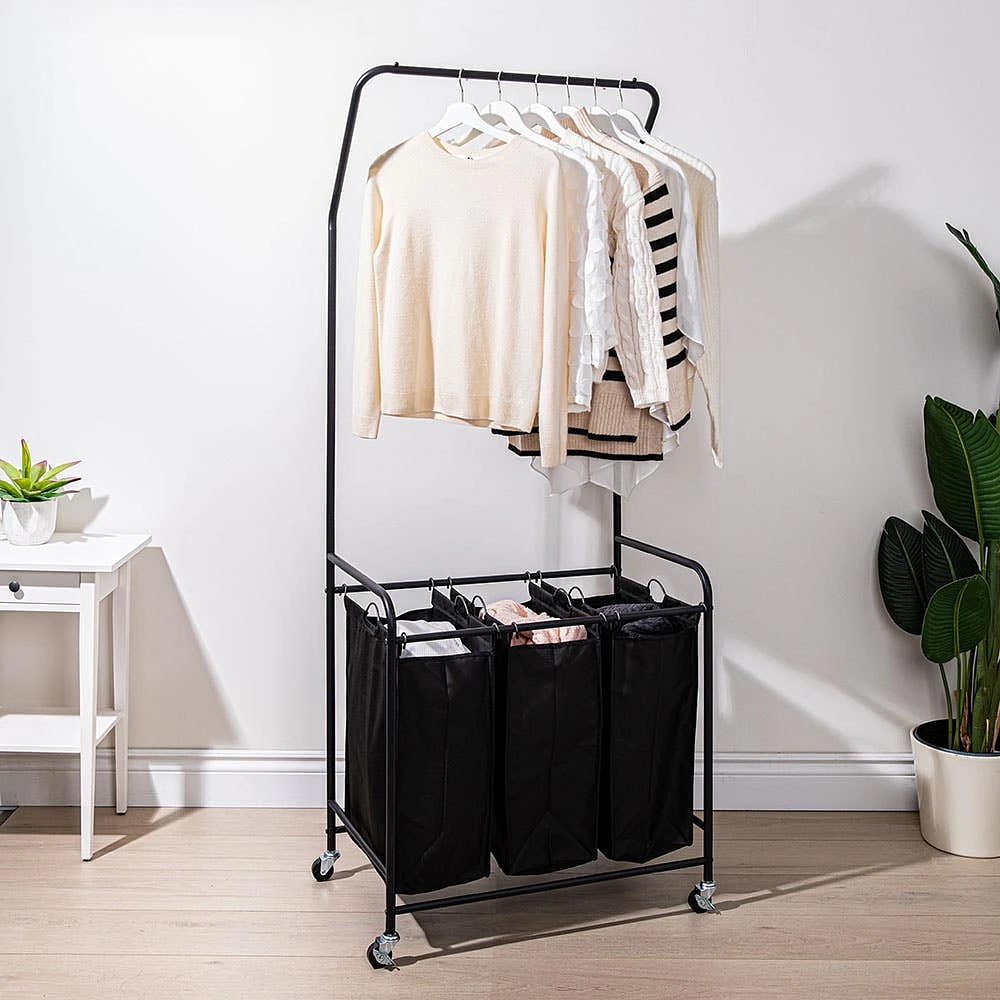 KSP Noir Garment Rack with 3 Laundry Bags (Black)
