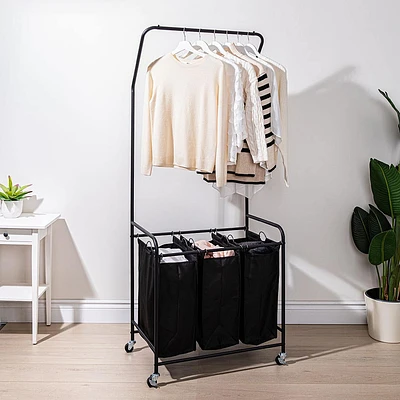 KSP Noir Garment Rack with 3 Laundry Bags (Black)