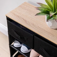 KSP Noir 4-Tier Shoe Rack with Drawers 60 x 26 x 72cm (Black)