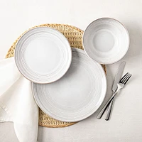 KSP Arcadia Reactive Stoneware Dinnerware - Set of 12 (Grey)