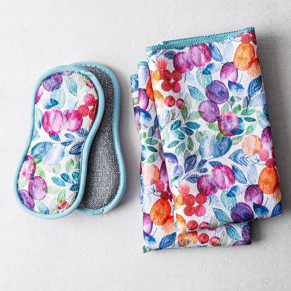 Harman Microfiber 'Stonefruit' Sponge & Cloth Combo Set of 4