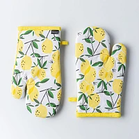 Harman Gourmet 'Lemon Tree' Cotton Oven Mitt - Set of 2