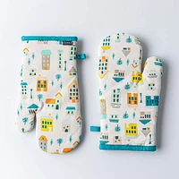 Harman Gourmet 'Uptown Houses' Cotton Oven Mitt - Set of 2