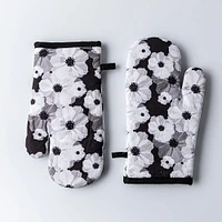 Harman Gourmet 'Daisy' Cotton Oven Mitt - Set of 2 (Black)