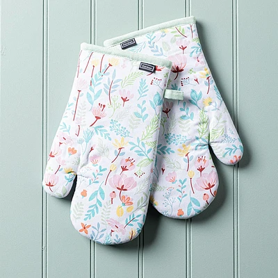 Harman Gourmet 'Floral Blossom' Cotton Oven Mitt - Set of 2