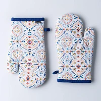 Harman Gourmet 'Summer Tile' Cotton Oven Mitt - Set of 2