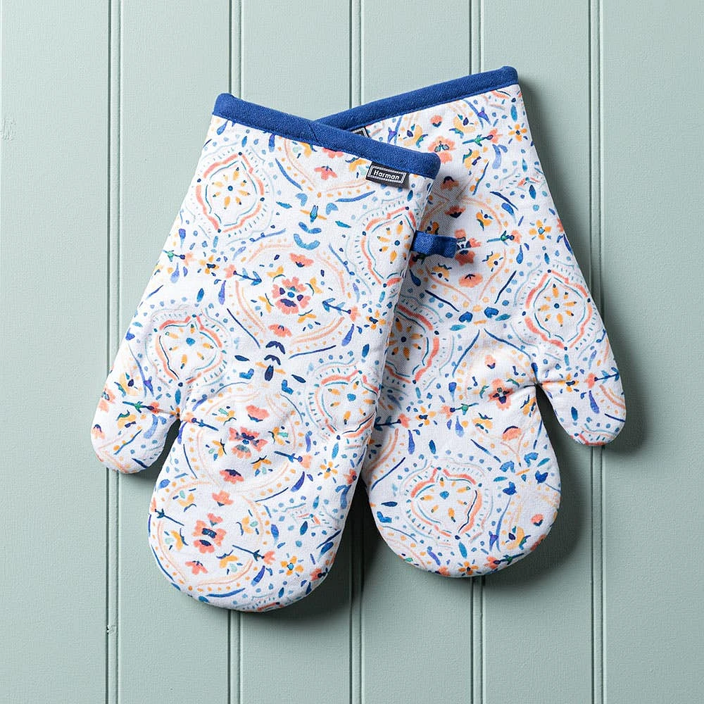 Harman Gourmet 'Summer Tile' Cotton Oven Mitt - Set of 2