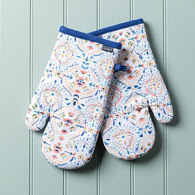 Harman Gourmet 'Summer Tile' Cotton Oven Mitt - Set of 2