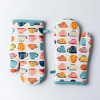 Harman Gourmet 'Tea Cups' Cotton Oven Mitt - Set of 2